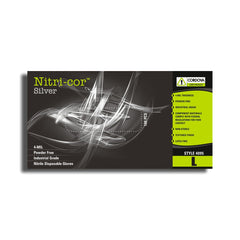 Nitri-Cor Silver Disposable Nitrile Powder Free 4 Mil Gloves - Case of 1,000