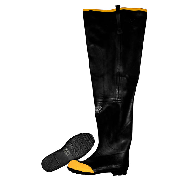 Cotton Lined Rubber Hip Boots, Steel Toe