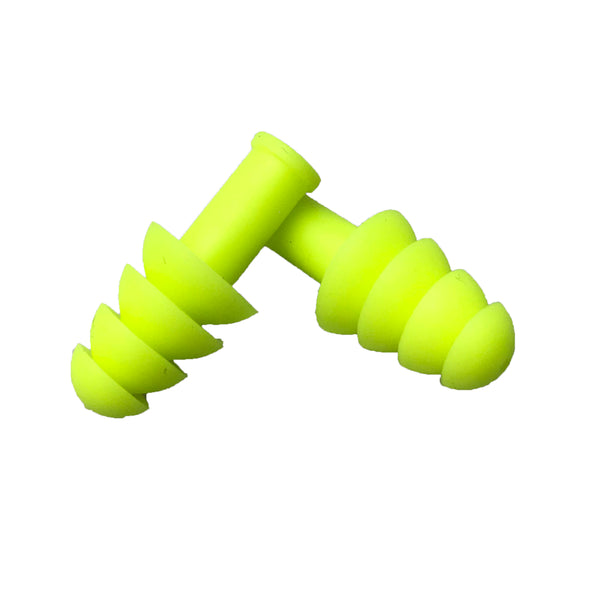 TPR Earplugs, Hi-Vis Lime - 100 Per Box