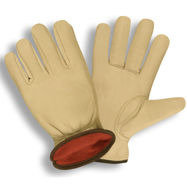 Premium Grain Cowhide Fleece-Lined Driver Gloves - 12 Pairs