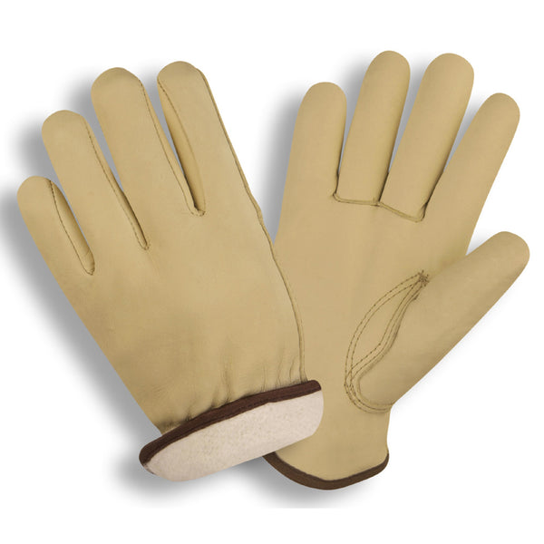 Standard Grain Cowhide - Thermal Knit Fabric Lined Driver Gloves - 12 Pairs