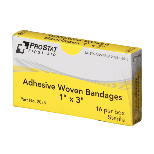 Adhesive Woven 1" x 3" Bandages - 16 Count