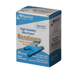 High Visibility Blue Foam Adhesive Knuckle Bandages - 30 Count
