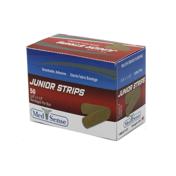Junior Cloth Adhesive Bandages, 3/8" x 1 ½" - 50 Per Box