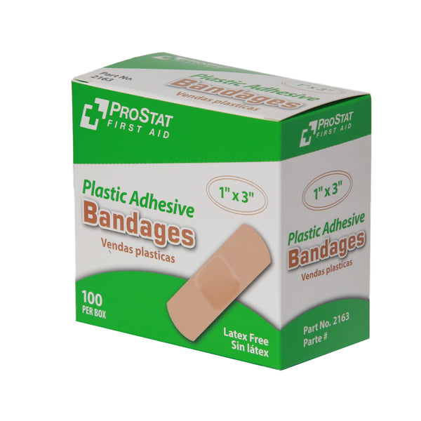 Plastic Adhesive 1" x 3" Bandages - 100 Count