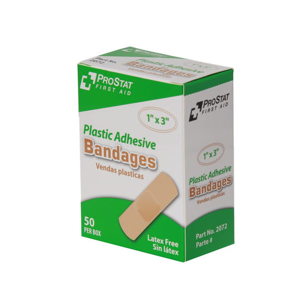 Plastic Adhesive 1" x 3" Bandages - 50 Count