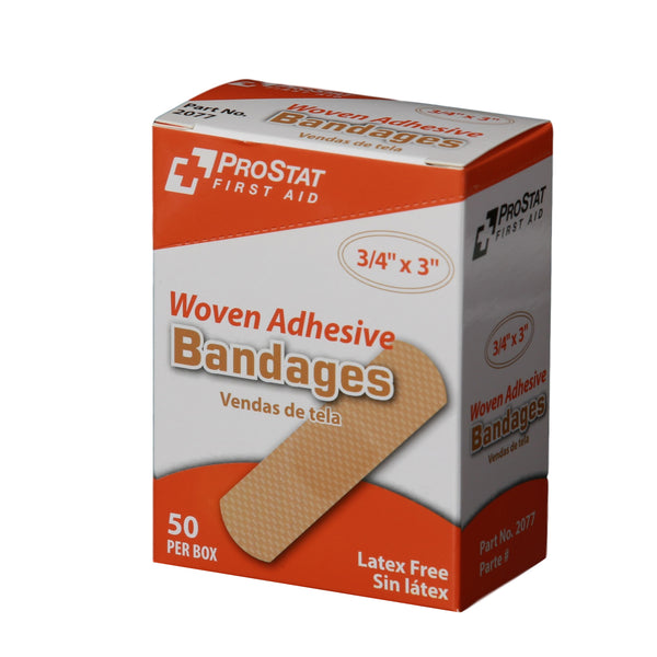 Woven Adhesive 3/4" x 3" Bandages - 50 Count
